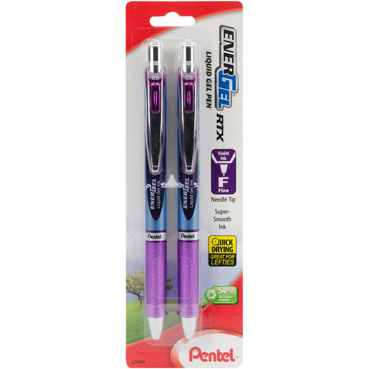 Pentel-pentel Energel Rtx Retractable Liquid Gel Pen .5mm 2/pkg-violet Ink