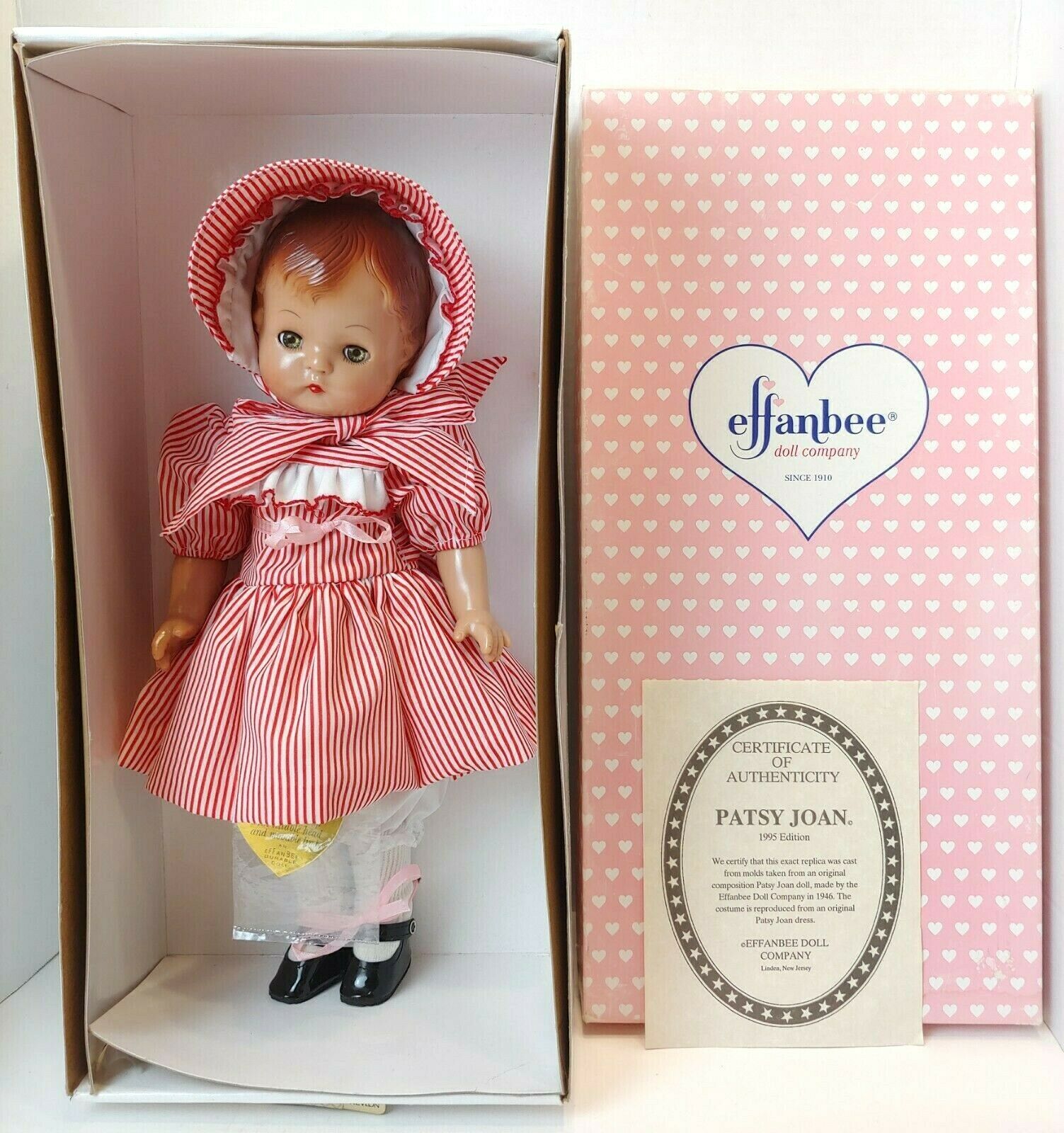 1995 Edition Effanbee Doll Legends 15" Patsy Joan Doll W/ Coa & Orig. Box
